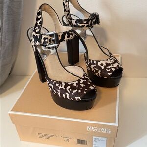Michael Kors Black and White Animal Print Heels